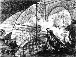 Talerz z serii „Więzienia wynalazków”, 1761 autorstwa Giovanni Battista Piranesi